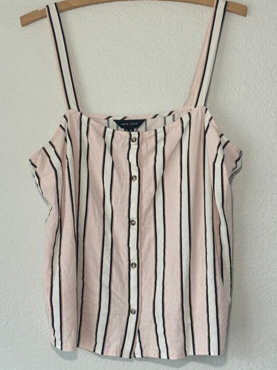 Tops - Pink Stripe Button Front Top